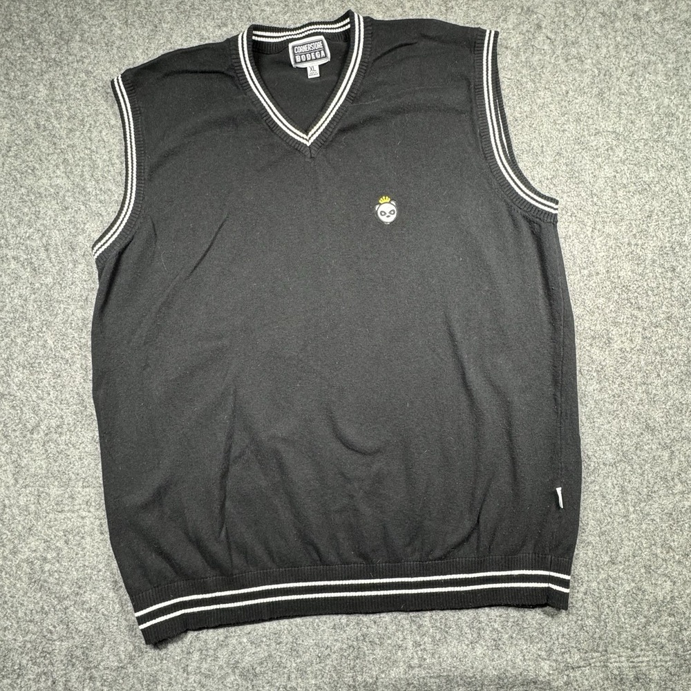 Cornerstone Bodega V Neck Sweater Vest Mens XL Panda Logo Black‎